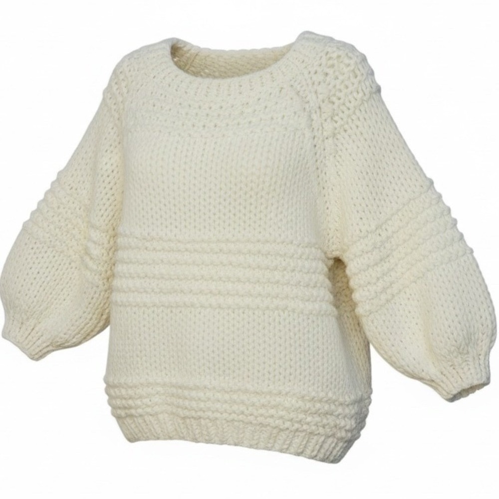 Wishlist Chunky Knit Oversized Sweater Cream Balloon Sleeve Cottagecore‎ S/M